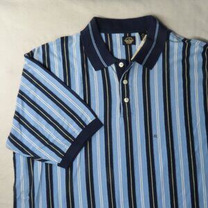 Dockers NWT Men's Blue White Vertical Striped Polo Cotton Size XXL Preppy Casual
